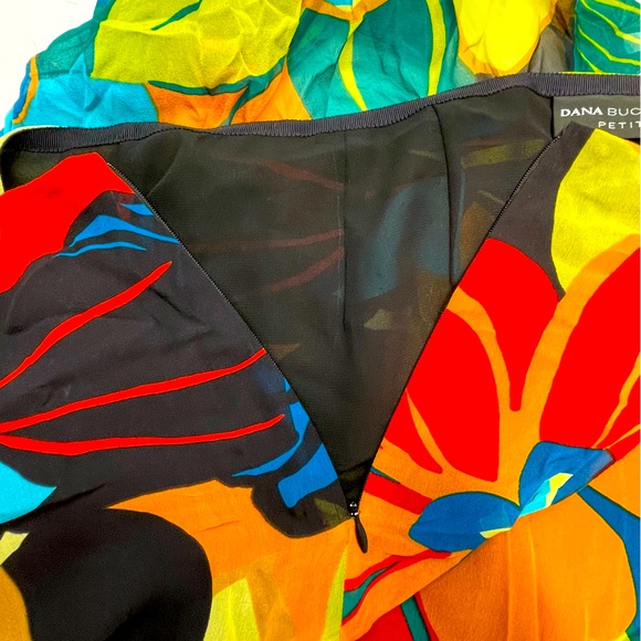 Dana Buchman SILK Bohemian Skirt Petite 16 Long Beige Floral Boho - Picture 6 of 8